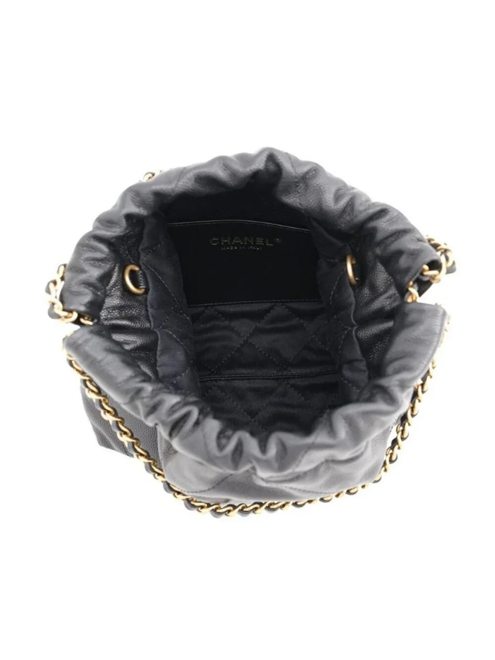 Chanel Handbag 22 Mini CC Logo Caviar Leather 2-Way Shoulder Black